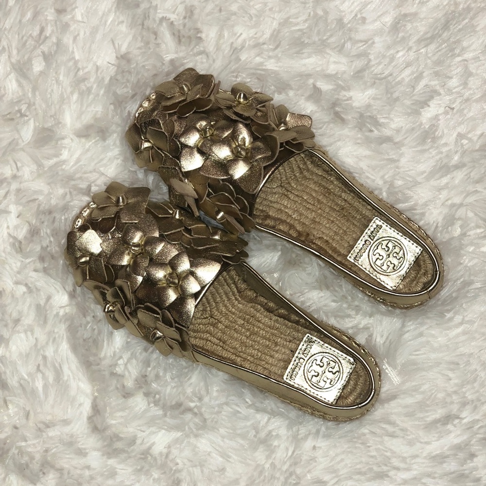 Tory Burch Gold Blossom Espadrilles NWOT